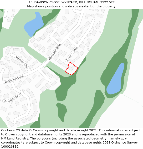 15, DAVISON CLOSE, WYNYARD, BILLINGHAM, TS22 5TE: Location map and indicative extent of plot