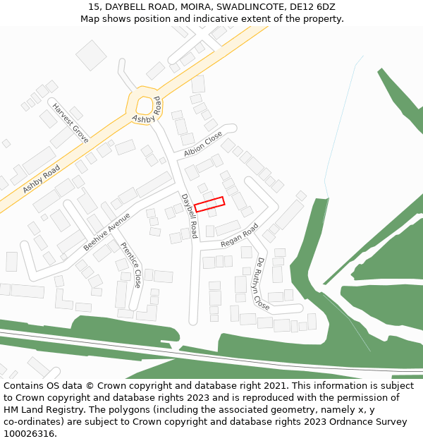 15, DAYBELL ROAD, MOIRA, SWADLINCOTE, DE12 6DZ: Location map and indicative extent of plot