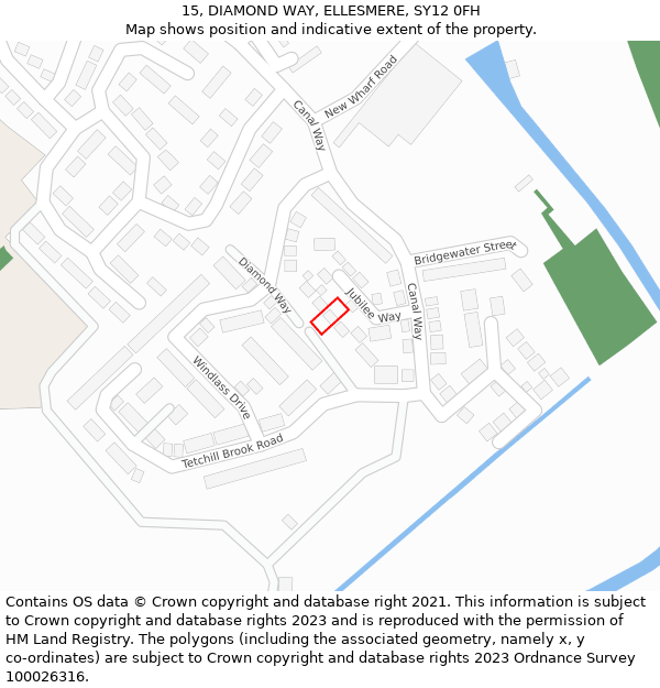 15, DIAMOND WAY, ELLESMERE, SY12 0FH: Location map and indicative extent of plot