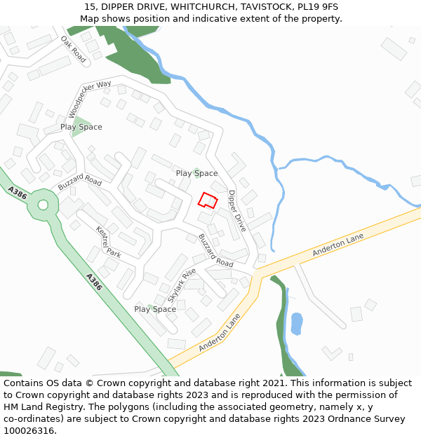 15, DIPPER DRIVE, WHITCHURCH, TAVISTOCK, PL19 9FS: Location map and indicative extent of plot