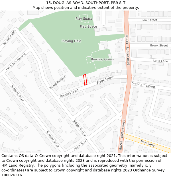 15, DOUGLAS ROAD, SOUTHPORT, PR9 8LT: Location map and indicative extent of plot