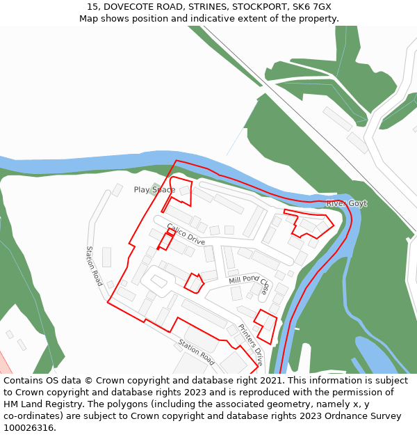 15, DOVECOTE ROAD, STRINES, STOCKPORT, SK6 7GX: Location map and indicative extent of plot