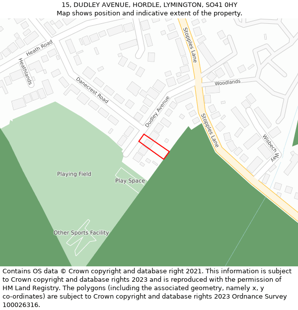 15, DUDLEY AVENUE, HORDLE, LYMINGTON, SO41 0HY: Location map and indicative extent of plot