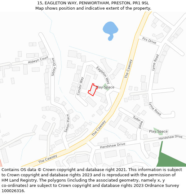 15, EAGLETON WAY, PENWORTHAM, PRESTON, PR1 9SL: Location map and indicative extent of plot
