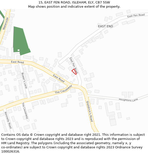 15, EAST FEN ROAD, ISLEHAM, ELY, CB7 5SW: Location map and indicative extent of plot