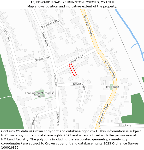 15, EDWARD ROAD, KENNINGTON, OXFORD, OX1 5LH: Location map and indicative extent of plot