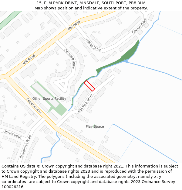 15, ELM PARK DRIVE, AINSDALE, SOUTHPORT, PR8 3HA: Location map and indicative extent of plot