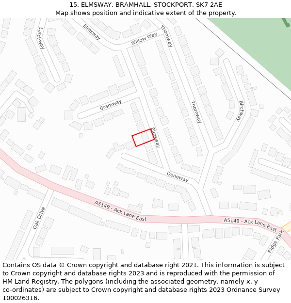 15, ELMSWAY, BRAMHALL, STOCKPORT, SK7 2AE: Location map and indicative extent of plot