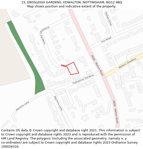 15, ENDSLEIGH GARDENS, EDWALTON, NOTTINGHAM, NG12 4BQ: Location map and indicative extent of plot