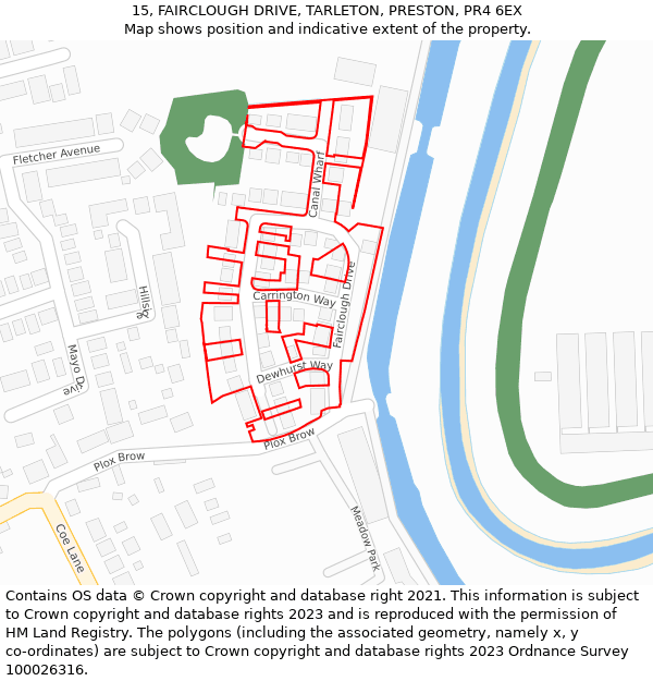 15, FAIRCLOUGH DRIVE, TARLETON, PRESTON, PR4 6EX: Location map and indicative extent of plot
