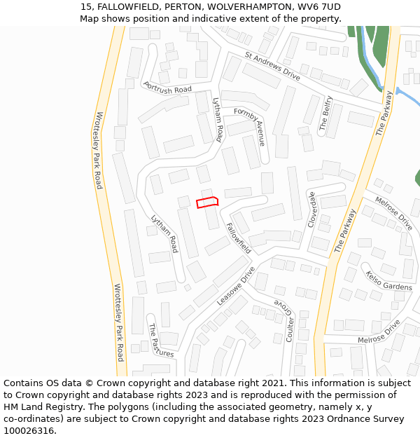 15, FALLOWFIELD, PERTON, WOLVERHAMPTON, WV6 7UD: Location map and indicative extent of plot