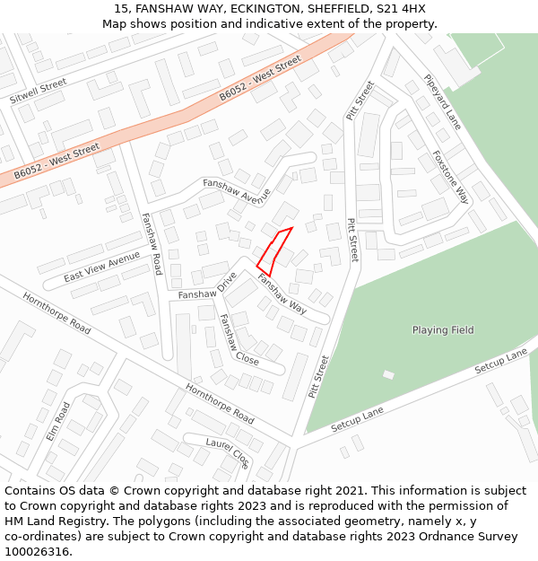 15, FANSHAW WAY, ECKINGTON, SHEFFIELD, S21 4HX: Location map and indicative extent of plot