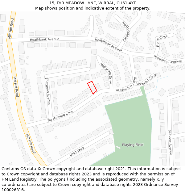 15, FAR MEADOW LANE, WIRRAL, CH61 4YT: Location map and indicative extent of plot