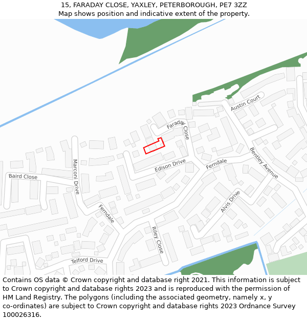 15, FARADAY CLOSE, YAXLEY, PETERBOROUGH, PE7 3ZZ: Location map and indicative extent of plot