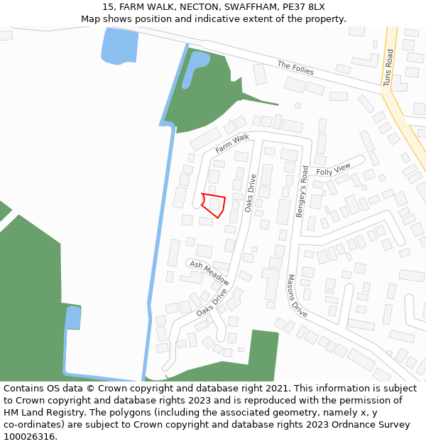 15, FARM WALK, NECTON, SWAFFHAM, PE37 8LX: Location map and indicative extent of plot
