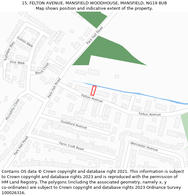15, FELTON AVENUE, MANSFIELD WOODHOUSE, MANSFIELD, NG19 8UB: Location map and indicative extent of plot