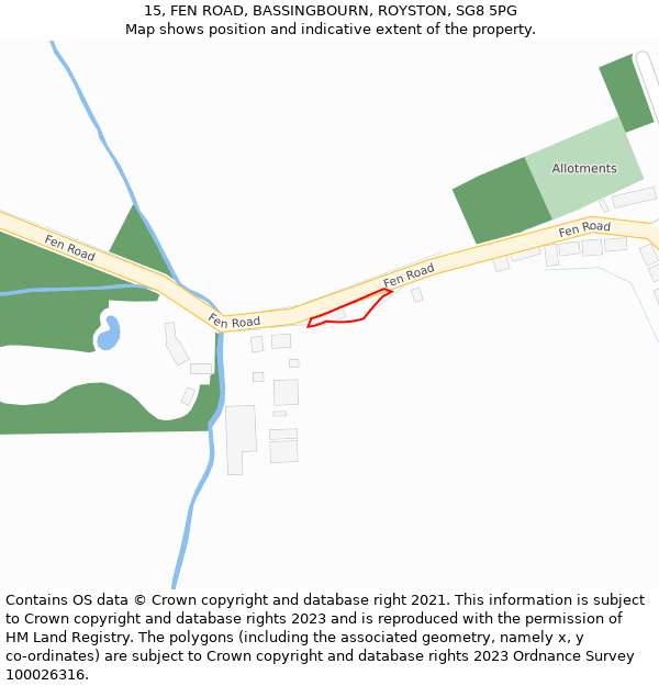 15, FEN ROAD, BASSINGBOURN, ROYSTON, SG8 5PG: Location map and indicative extent of plot