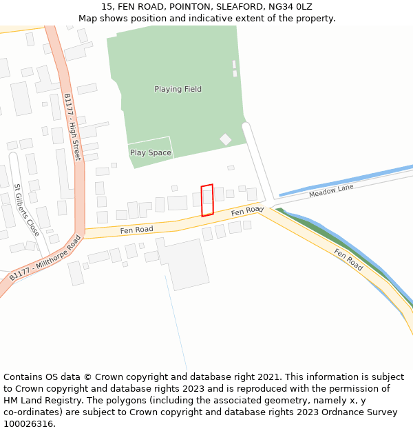 15, FEN ROAD, POINTON, SLEAFORD, NG34 0LZ: Location map and indicative extent of plot