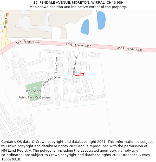15, FENDALE AVENUE, MORETON, WIRRAL, CH46 9SH: Location map and indicative extent of plot