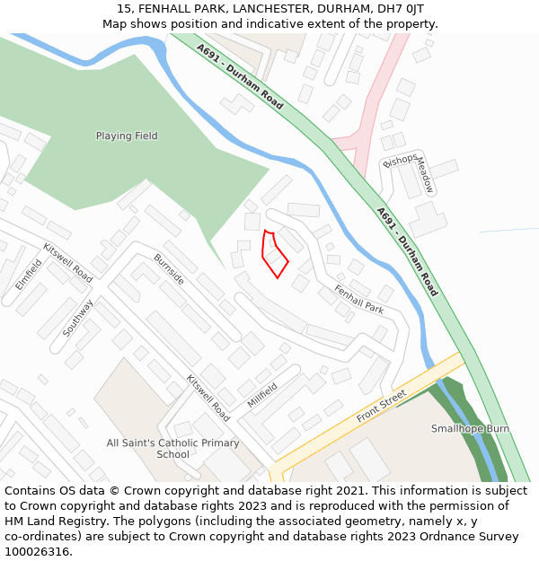 15, FENHALL PARK, LANCHESTER, DURHAM, DH7 0JT: Location map and indicative extent of plot