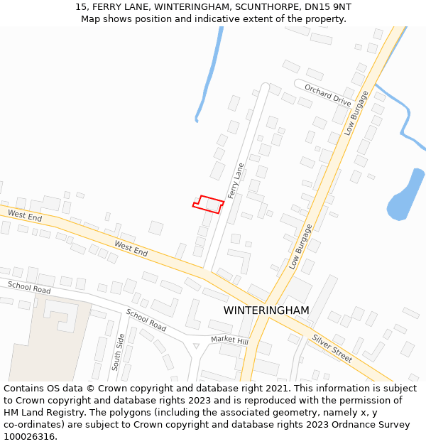 15, FERRY LANE, WINTERINGHAM, SCUNTHORPE, DN15 9NT: Location map and indicative extent of plot