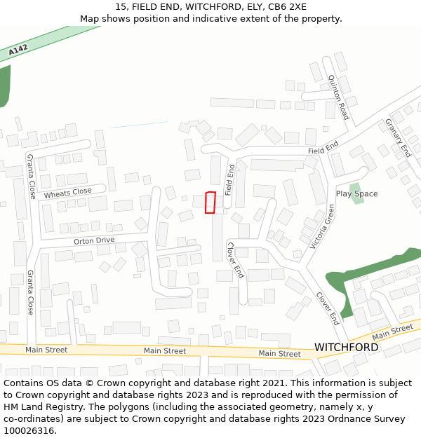 15, FIELD END, WITCHFORD, ELY, CB6 2XE: Location map and indicative extent of plot