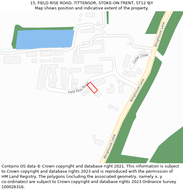 15, FIELD RISE ROAD, TITTENSOR, STOKE-ON-TRENT, ST12 9JY: Location map and indicative extent of plot