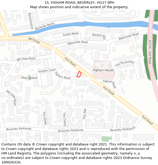 15, FIGHAM ROAD, BEVERLEY, HU17 0PH: Location map and indicative extent of plot