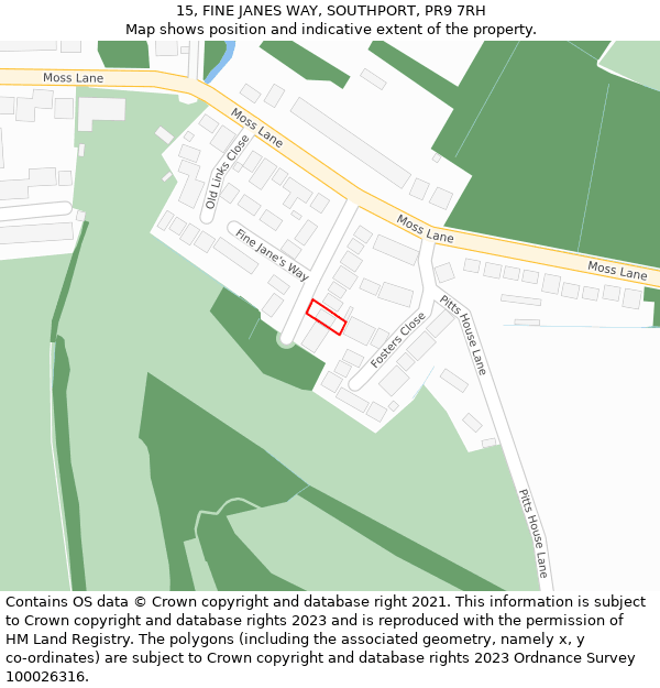 15, FINE JANES WAY, SOUTHPORT, PR9 7RH: Location map and indicative extent of plot