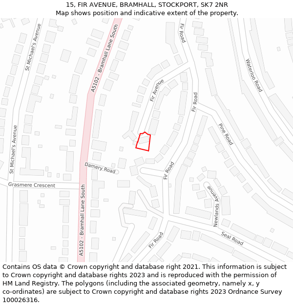 15, FIR AVENUE, BRAMHALL, STOCKPORT, SK7 2NR: Location map and indicative extent of plot