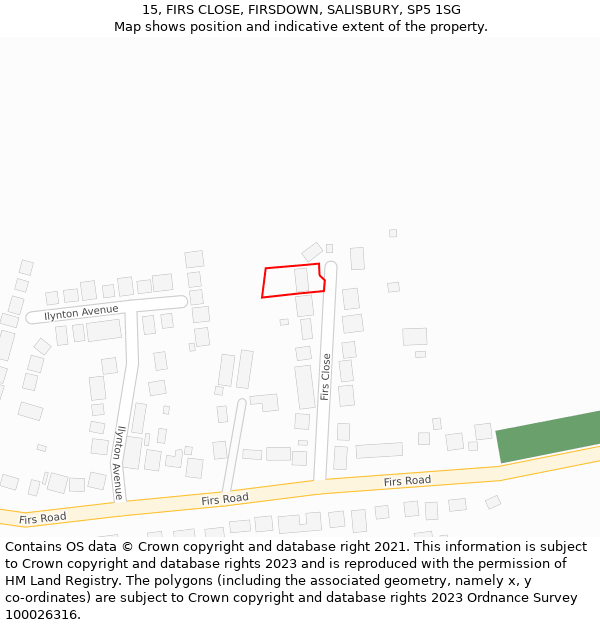 15, FIRS CLOSE, FIRSDOWN, SALISBURY, SP5 1SG: Location map and indicative extent of plot