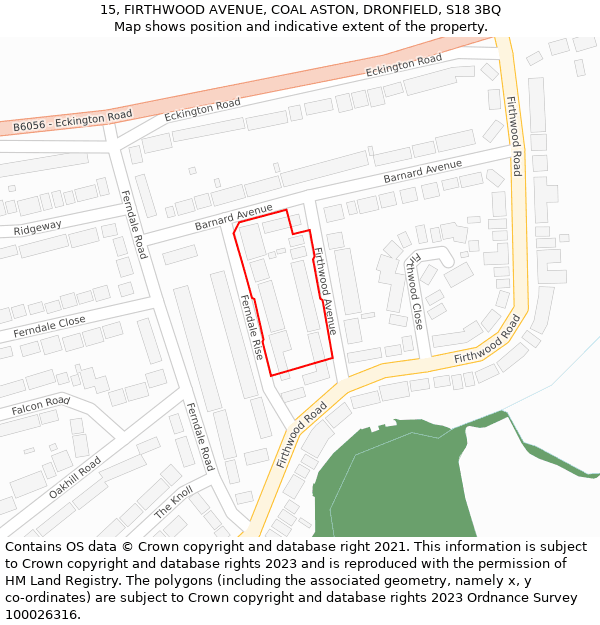 15, FIRTHWOOD AVENUE, COAL ASTON, DRONFIELD, S18 3BQ: Location map and indicative extent of plot