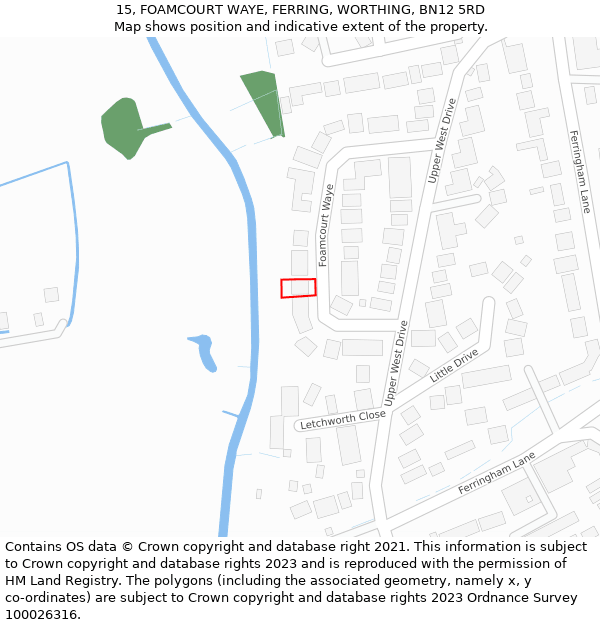 15, FOAMCOURT WAYE, FERRING, WORTHING, BN12 5RD: Location map and indicative extent of plot