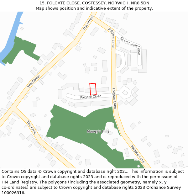 15, FOLGATE CLOSE, COSTESSEY, NORWICH, NR8 5DN: Location map and indicative extent of plot