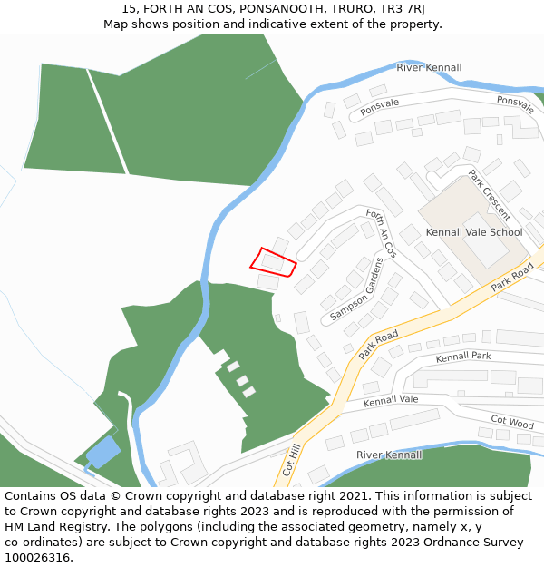 15, FORTH AN COS, PONSANOOTH, TRURO, TR3 7RJ: Location map and indicative extent of plot