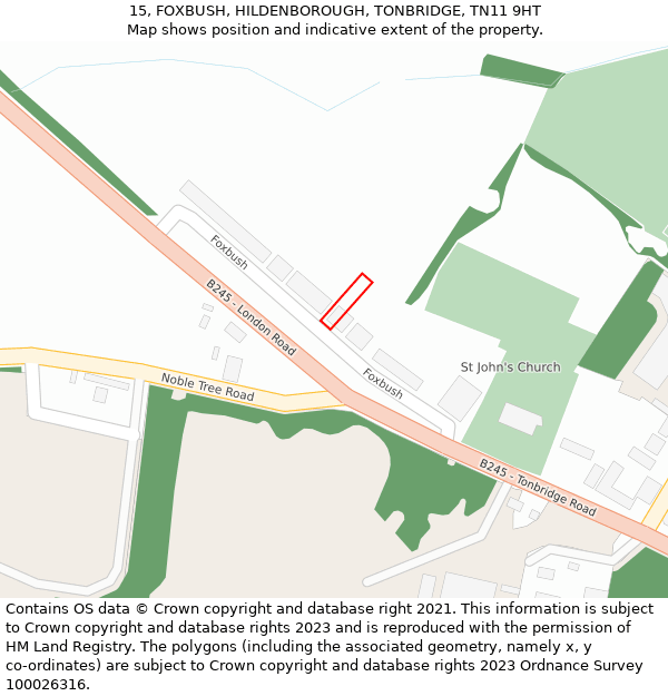 15, FOXBUSH, HILDENBOROUGH, TONBRIDGE, TN11 9HT: Location map and indicative extent of plot