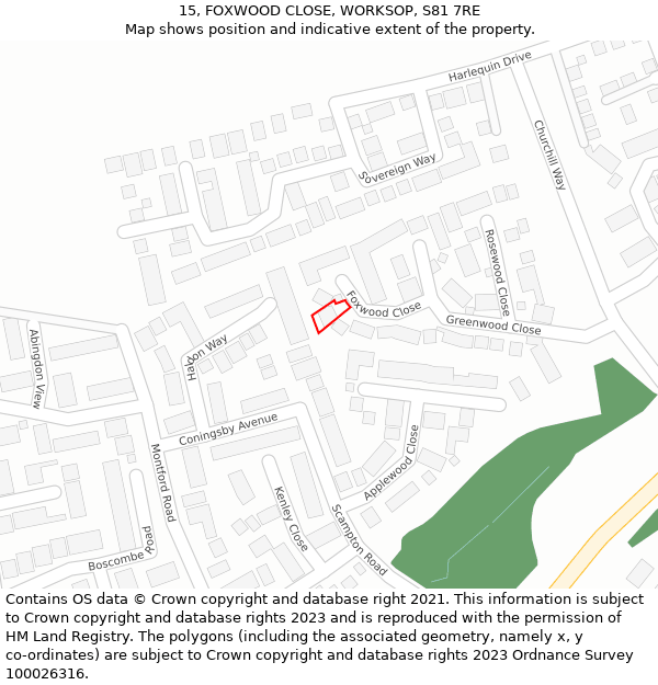 15, FOXWOOD CLOSE, WORKSOP, S81 7RE: Location map and indicative extent of plot