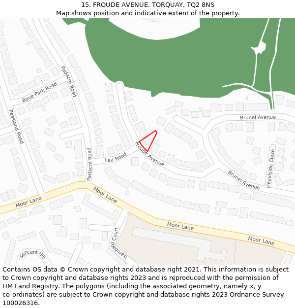 15, FROUDE AVENUE, TORQUAY, TQ2 8NS: Location map and indicative extent of plot