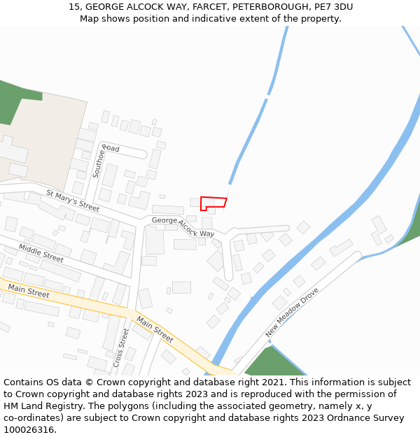 15, GEORGE ALCOCK WAY, FARCET, PETERBOROUGH, PE7 3DU: Location map and indicative extent of plot