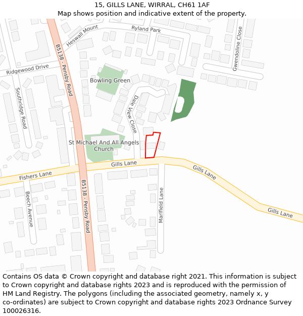 15, GILLS LANE, WIRRAL, CH61 1AF: Location map and indicative extent of plot