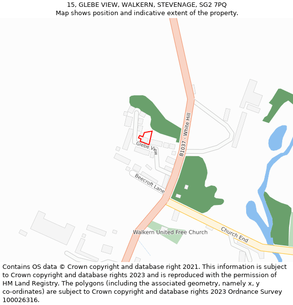 15, GLEBE VIEW, WALKERN, STEVENAGE, SG2 7PQ: Location map and indicative extent of plot