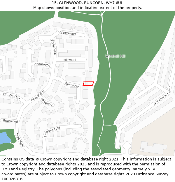 15, GLENWOOD, RUNCORN, WA7 6UL: Location map and indicative extent of plot