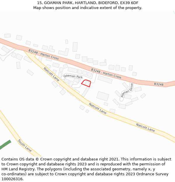 15, GOAMAN PARK, HARTLAND, BIDEFORD, EX39 6DF: Location map and indicative extent of plot