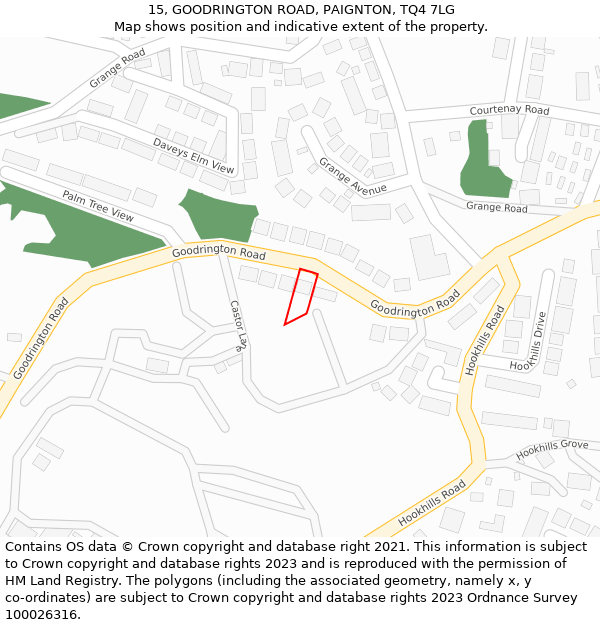 15, GOODRINGTON ROAD, PAIGNTON, TQ4 7LG: Location map and indicative extent of plot