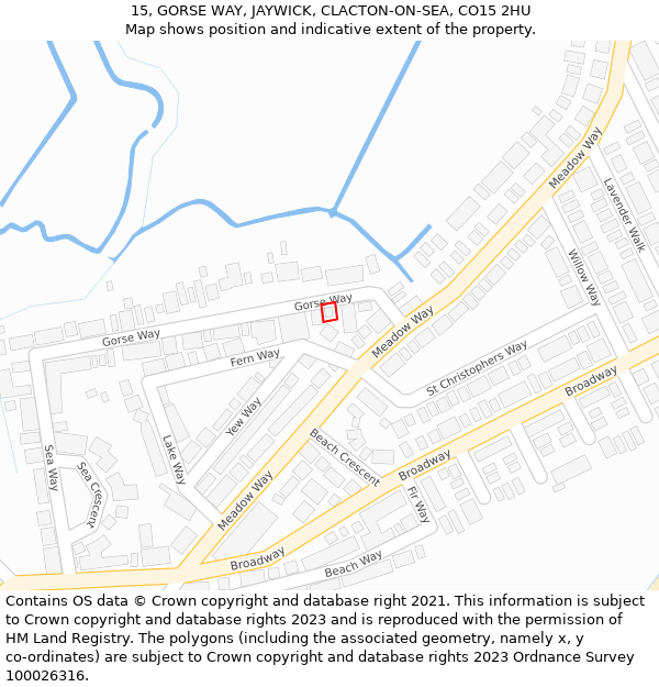 15, GORSE WAY, JAYWICK, CLACTON-ON-SEA, CO15 2HU: Location map and indicative extent of plot