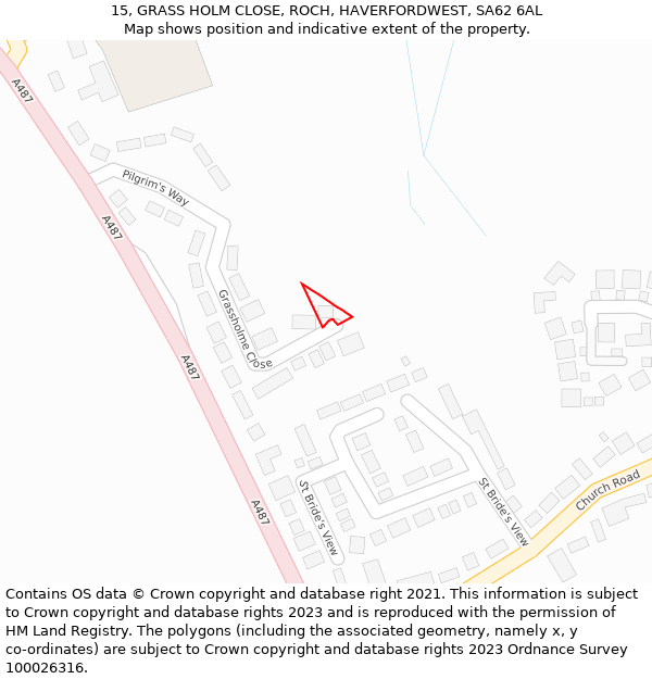 15, GRASS HOLM CLOSE, ROCH, HAVERFORDWEST, SA62 6AL: Location map and indicative extent of plot