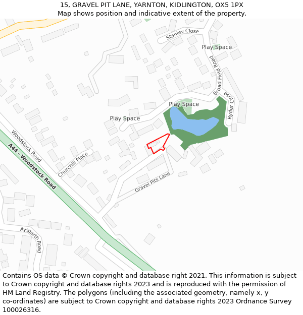 15, GRAVEL PIT LANE, YARNTON, KIDLINGTON, OX5 1PX: Location map and indicative extent of plot
