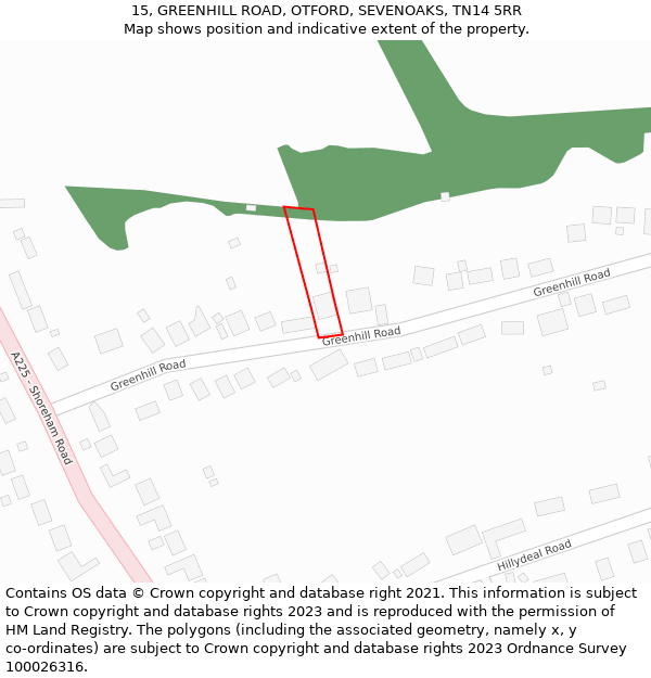 15, GREENHILL ROAD, OTFORD, SEVENOAKS, TN14 5RR: Location map and indicative extent of plot