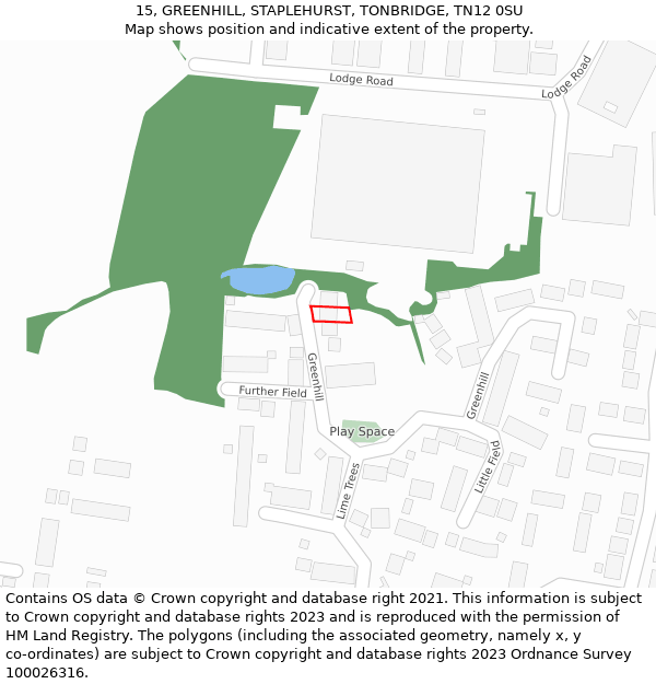 15, GREENHILL, STAPLEHURST, TONBRIDGE, TN12 0SU: Location map and indicative extent of plot