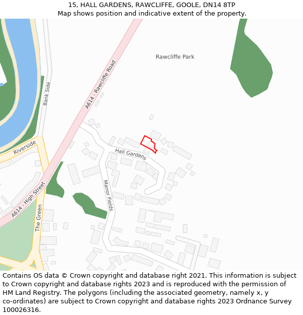 15, HALL GARDENS, RAWCLIFFE, GOOLE, DN14 8TP: Location map and indicative extent of plot